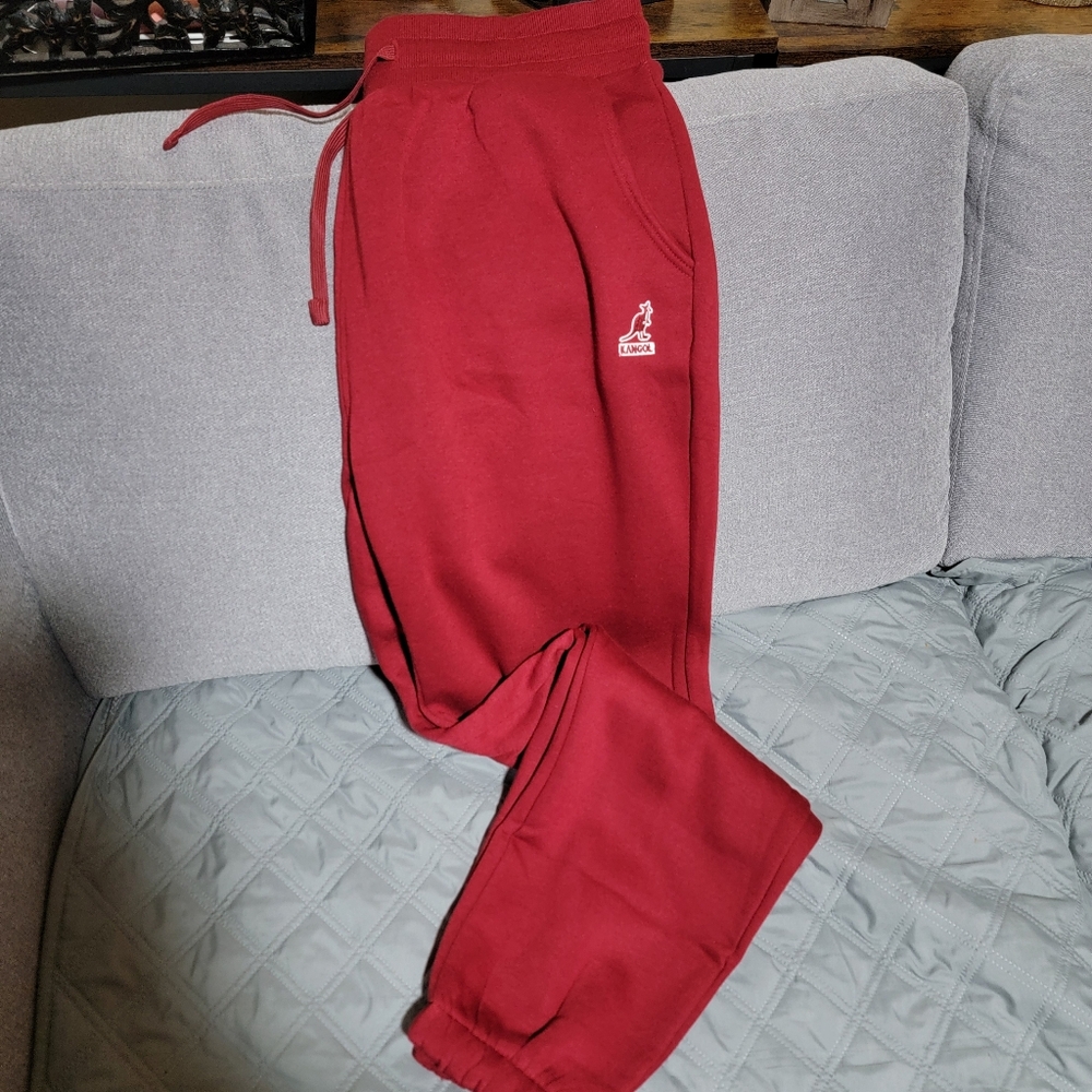Kangol Deep Red Sweatpants with Embroidered Logo Sz XL